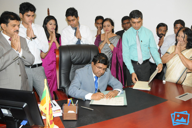 Wijedasa Rajapakshe assuming duties at Ministry of Justice